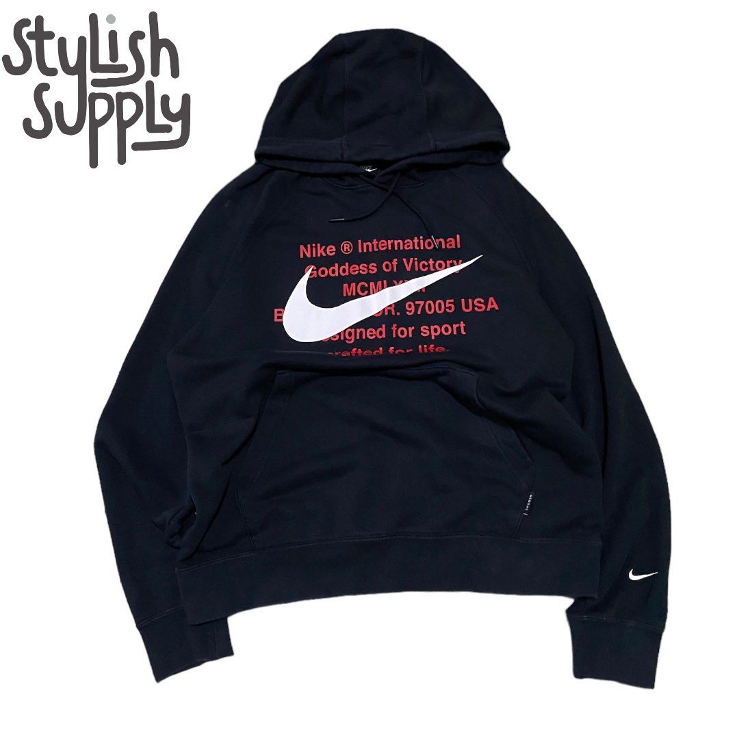 Nike International Black Hoodie Fesyen Pria Pakaian Atasan di Carousell