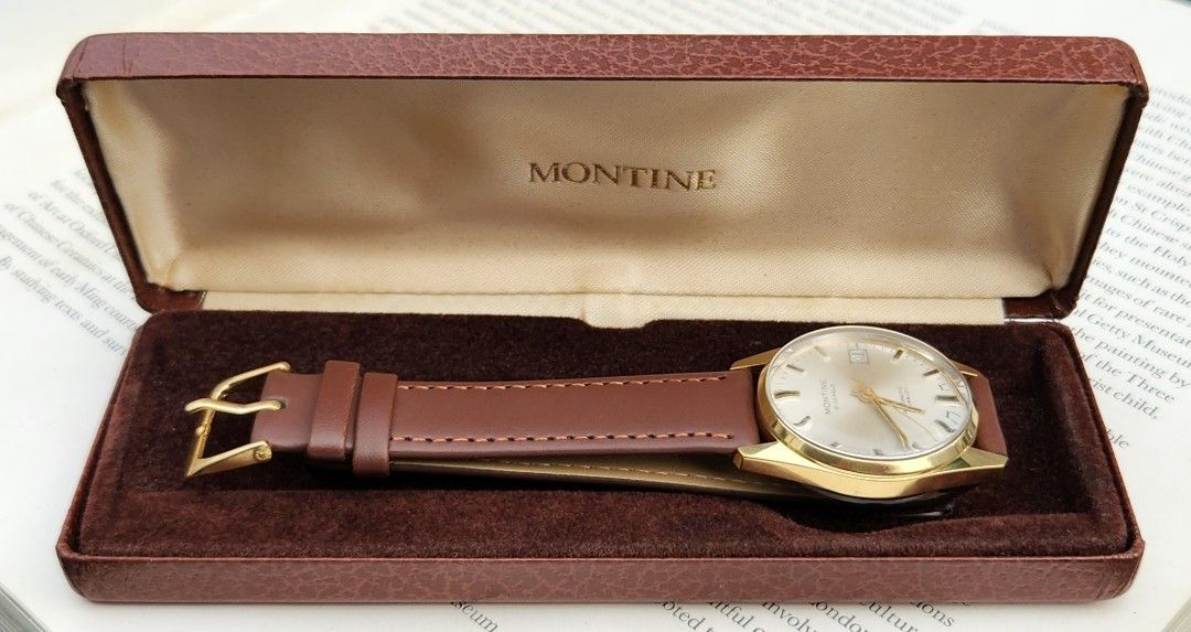 ORI BOX 1960s 70s Montine cal. 1238 automatic mens watch serviced full working condition jam vintage jalan elok setting elok Men s Fashion Watches Accessories Watches on Carousell