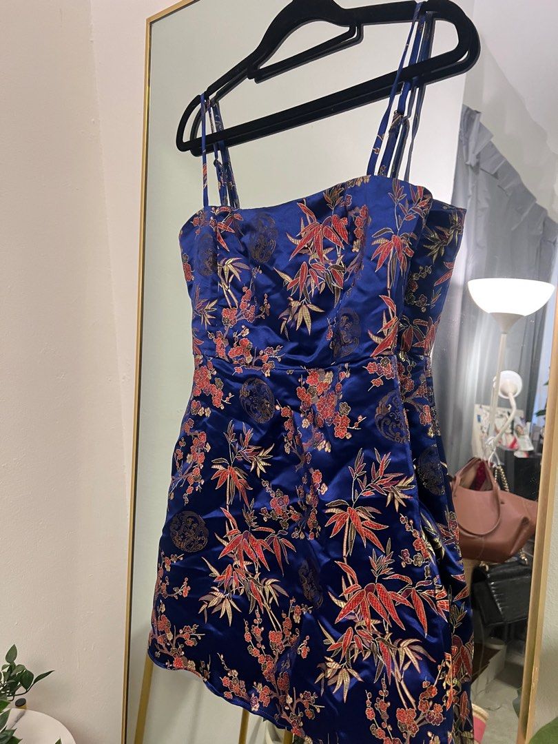 Oriental Floral Mini Slip Dress