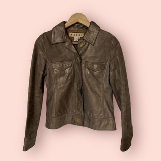 🔥Original Marni Genuine Bronze Gold Leather Jacket