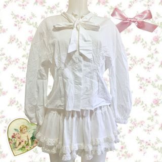 Original ZARA White Button Down Shirt with Bow Collar Detail | Coquette Soft Girl Lolita Dollette Core Aesthetic | Size M on tag | Like New