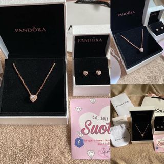 Pandora Rosegold Dainty Heart Necklace & Earrings Set 💖💎✨