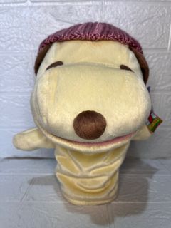 Peanuts Snoopy Rare Cream Colored Dog with Bonnet Hand Puppet x Plush/Stufftoy
