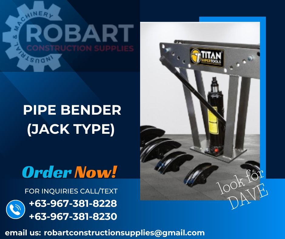 PIPE BENDER (JACK TYPE) (Category: Construction Tools & Equipment) located in Caloocan City. Submitted by gabo. (Listing ID 1302794204, Image 1). Description: SALE❗ ❗ ❗ SALE❗ ❗ ❗ SALE❗ ❗ ❗ LOOK FOR: Dave T. Cariño 0 9 6 7 3 8 1 8 2 2 8 / 0 9 6 7 3 8 1 8 2 3 0 7 7 4 6-6 1 4 8 / 7 0 0 2- 2 8 7 2 / 8 6 3 6-3 0 0 5 𝑹𝑶𝑩𝑨𝑹𝑻 𝑪𝑶𝑵𝑺𝑻𝑹𝑼𝑪𝑻𝑰𝑶𝑵 𝑺𝑼𝑷𝑷𝑳𝑰𝑬𝑺 📍 S&L BUILDING, 1ST & 2ND FLOOR, 1405 YUSECO ST, STA CRUZ, MANILA SEND US MESSAGE