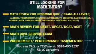 PRIVATE Math Tutor / Math ENTRANCE test review for #USTET #UPCAT #DCAT #ACET