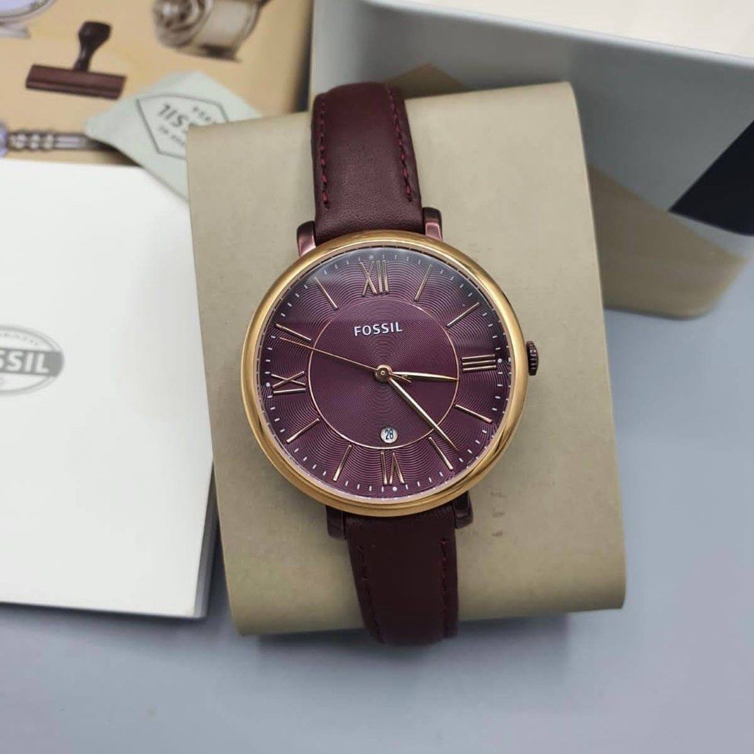 RESTOCK ORIGINAL FOSSIL JACQUELINE WINE DIAL WINE LEATHER LADIES WATCH ES4099 Women s Fashion Watches Accessories Watches on Carousell