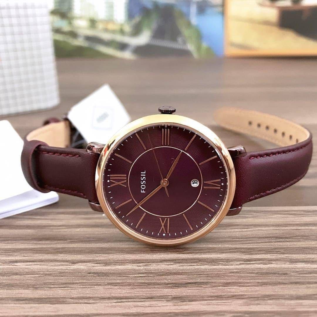 RESTOCK ORIGINAL FOSSIL JACQUELINE WINE DIAL WINE LEATHER LADIES WATCH ES4099 Women s Fashion Watches Accessories Watches on Carousell