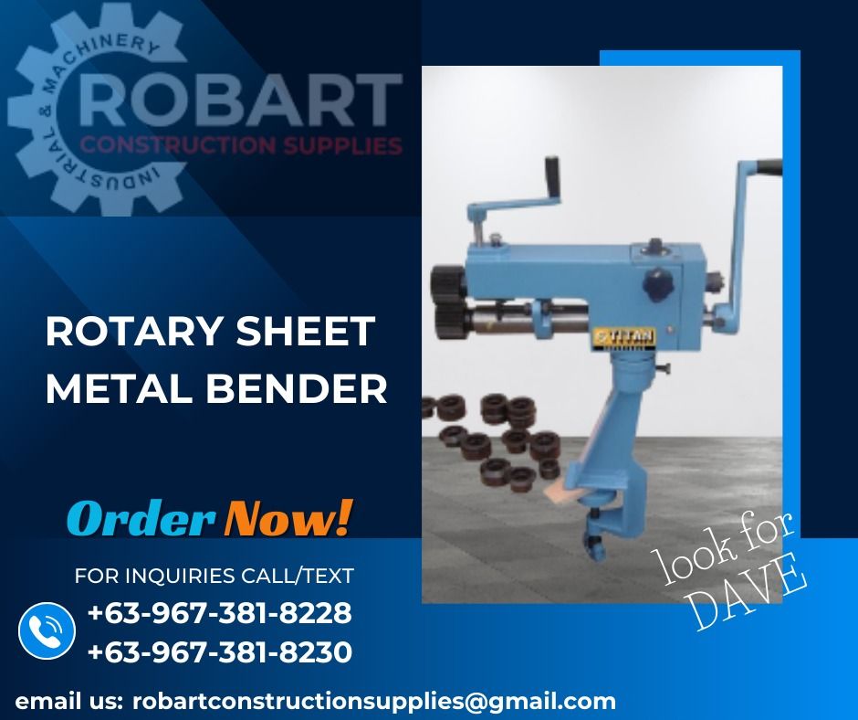 ROTARY SHEET METAL BENDER (Category: Construction Tools & Equipment) located in Caloocan City. Submitted by gabo. (Listing ID 1302778845, Image 1). Description: SALE❗ ❗ ❗ SALE❗ ❗ ❗ SALE❗ ❗ ❗ CAPACITY: 0.8MM / 22Ga THROAT DEPTH: 177MM / 7" WEIGHT: 24KG LOOK FOR: Dave T. Cariño 0 9 6 7 3 8 1 8 2 2 8 / 0 9 6 7 3 8 1 8 2 3 0 7 7 4 6-6 1 4 8 / 7 0 0 2- 2 8 7 2 / 8 6 3 6-3 0 0 5 𝑹𝑶𝑩𝑨𝑹𝑻 𝑪𝑶𝑵𝑺𝑻𝑹𝑼𝑪𝑻𝑰𝑶𝑵 𝑺𝑼𝑷𝑷𝑳𝑰𝑬𝑺 📍 S&L BUILDING, 1S