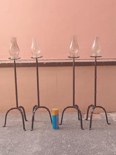 Set of 4 Vintage Wrought Iron Candle Holders