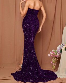 Shein Love&Lemonade Purple Split Thigh Sequin Cami Party Dress