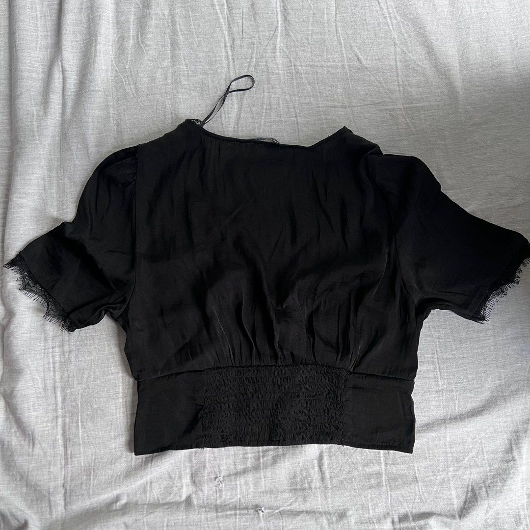Stradivarius Satin and Lace Blouse (Category: Blouses) located in Mandaluyong City. Submitted by janellefron (Listing ID 1302816377, Image 2). Description: Super nice! Worn only once. .