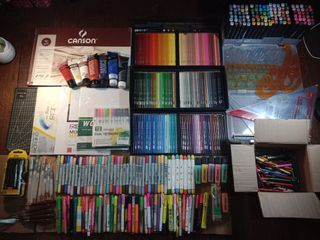 Take All Art Materials (Prismacolor 150, Copic Ciao Markers, Highlighters, Sketchpad, drafting materials, acrylics, etc)
