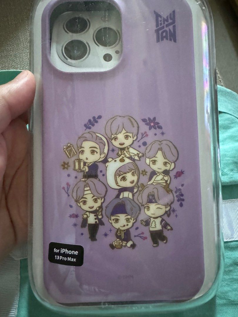 BTS Tiny Tan iphone 13 Pro Max case (Category: Cases & Sleeves) located in Manila. Submitted by frenchiebaby (Listing ID 1302726921, Image 2). Description: used only once since i prefer my casetify case. almost new, no damage, cute purple case. Upon payment to my gcash, i can have it sent via lalamove or grab. delivery to be paid by buyer.