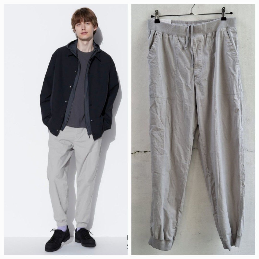 UNIQLO CELANA JOGGER KATUN RIB RILEKS 02 LIGHT GRAY BARU ASLI ORIGINAL