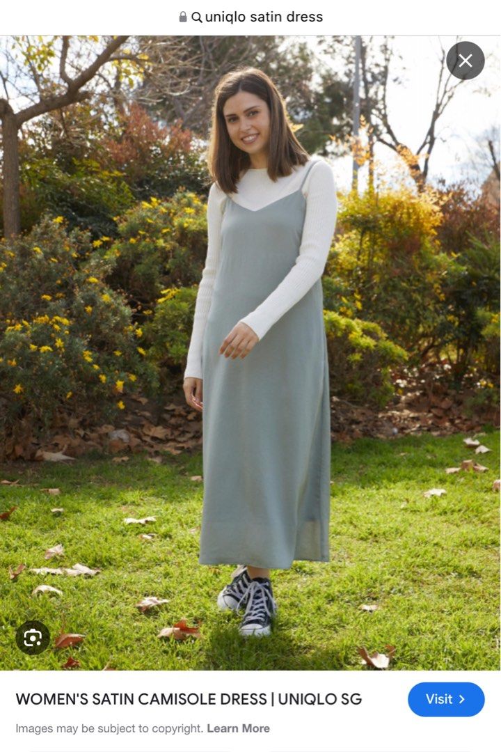 Uniqlo satin camisole dress, Women's Fashion, Dresses Sets