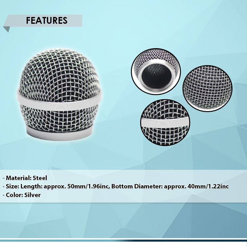 UNIVERSAL MICROPHONE HEAD REPLACEMENT 40x50mm, OCTAGON LIGHT SILVER, HEAVY DUTY (Category: Microphones) located in Quezon City. Submitted by besteinpc (Listing ID 1175339883, Image 2). Description: UNIVERSAL MICROPHONE HEAD REPLACEMENT 40x50mm, OCTAGON LIGHT SILVER, HEAVY DUTY BENEFITS: 👉Universal Microphone Head Replacement Octagon silver 👉Microphone Grille Ball Head Mic Mesh Cover for Shure Wireless Microphone. 👉With inner foam filter to red