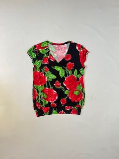 vintage graphic red roses top