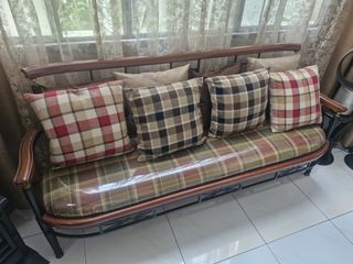Wrought Iron and Wood Sofa (4-seater)