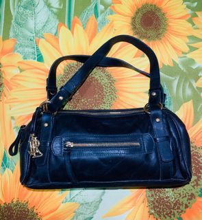 Y2K Lauren Ralph Lauren black leather hobo purse bag