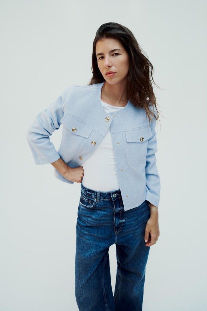 Zara baby blue coat store
