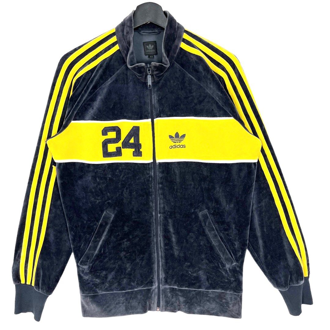 Adidas navy and yellow jacket shop