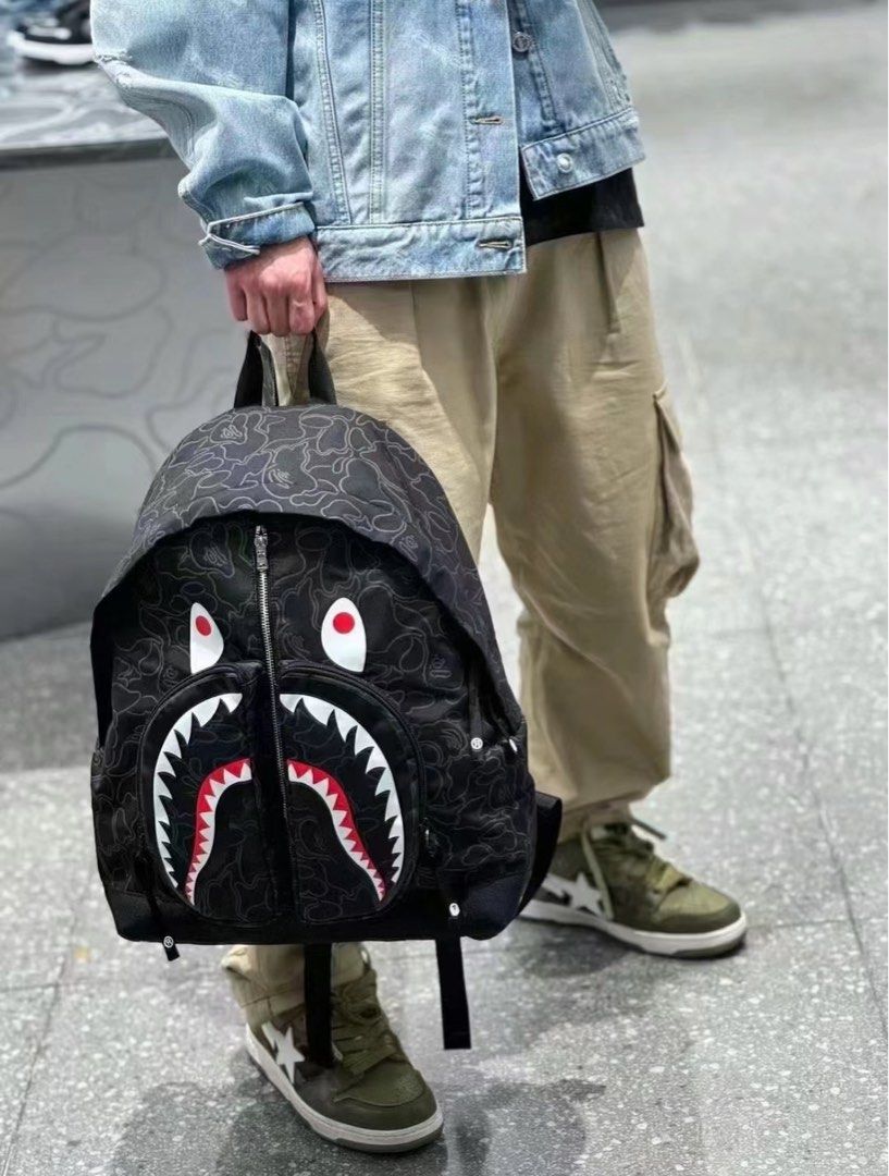 Grey bape backpack clearance
