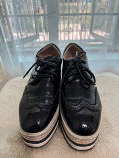Black chic espadrille platform oxfords shoes size euro 39