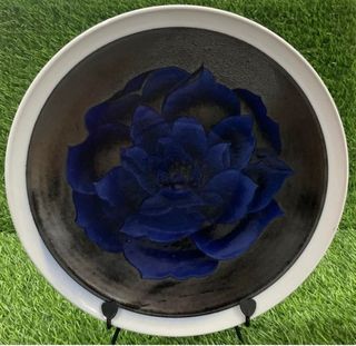 Blue Lotus Flower Handpainted Silver White Band Rim Footed Serving Charger Deco Plate 12” x 2” inches, 2pcs available - P299.00 each