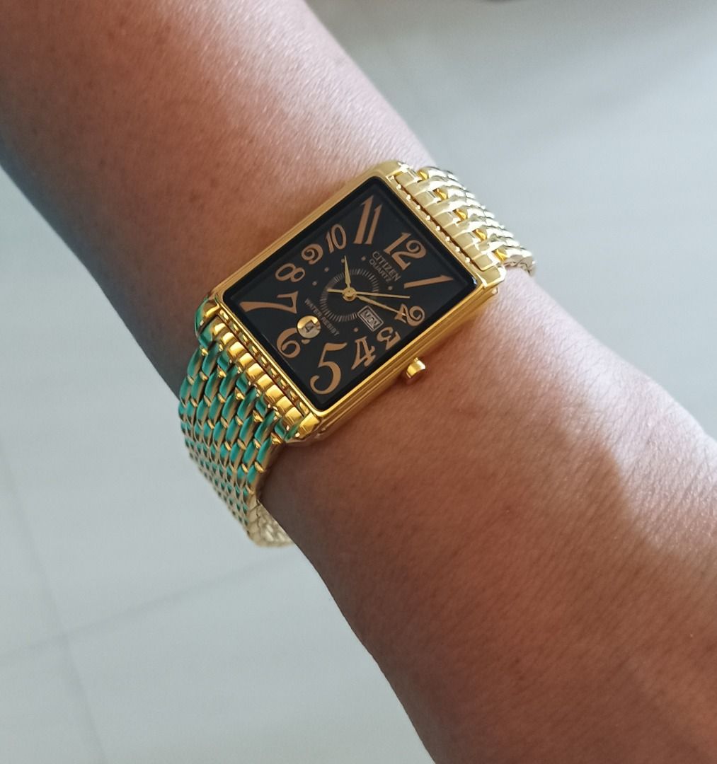 Brand New Vintage Citizen Tank Watch Gold Tone Quartz Day Date Ultra Slim Women s Fashion Watches Accessories Watches on Carousell