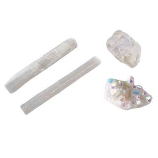 ❗️BUNDLE❗️ White Crystal Set (Raw Cut)  [LANDSCAPING][GARDENING][ZEN][CLEAR QUARTZ][ANGEL AURA QUARTZ][SELENITE][QUARTZ][CRYSTALS][GARDEN][LANDSCAPE][HOME][DECOR]