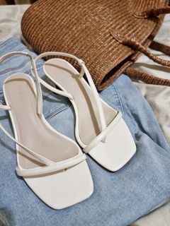 Charles & Keith White Strappy Sandals w Block Heels