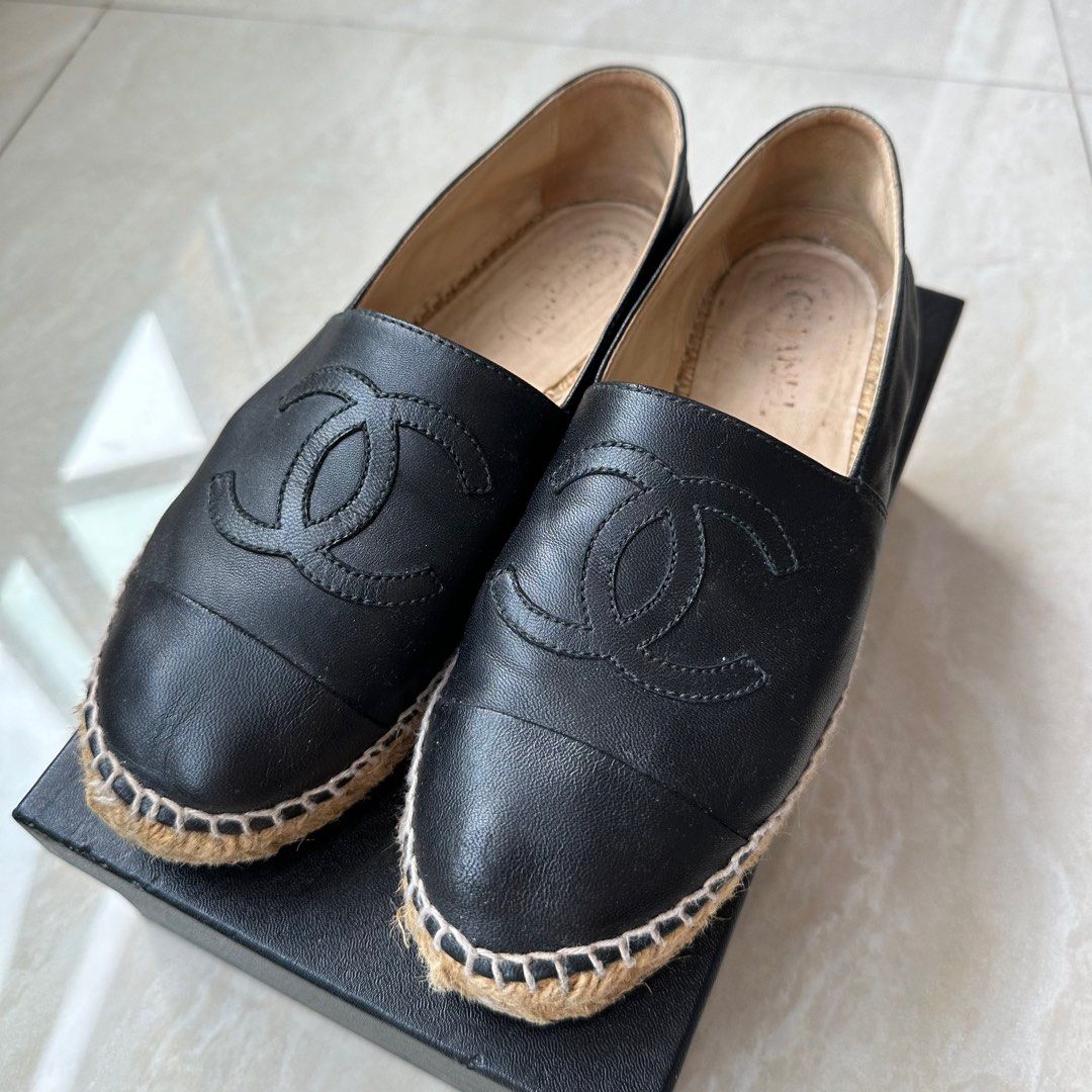 Cheapest Chanel 39 Espadrilles Black Leather