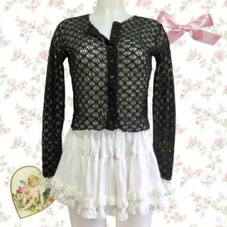 Dark Coquette Whimsigoth Fairycore Pinterest Aesthetic Black Lace Buttondown Top / Cardigan | Size XS to Small | Like New