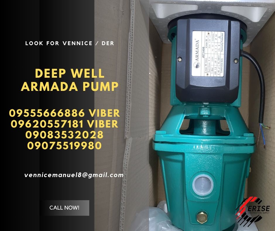 Deep well ARMADA pump (Category: Construction Tools & Equipment) located in Manila. Submitted by vlmhardwarevennice (Listing ID 1303049899, Image 1). Description: CERISE CONSTRUCTION SUPPLY Look for vennice Office located at 1147ALORENZO ST ABAD SANTOS TONDO MNL satellite office at imus cavite.