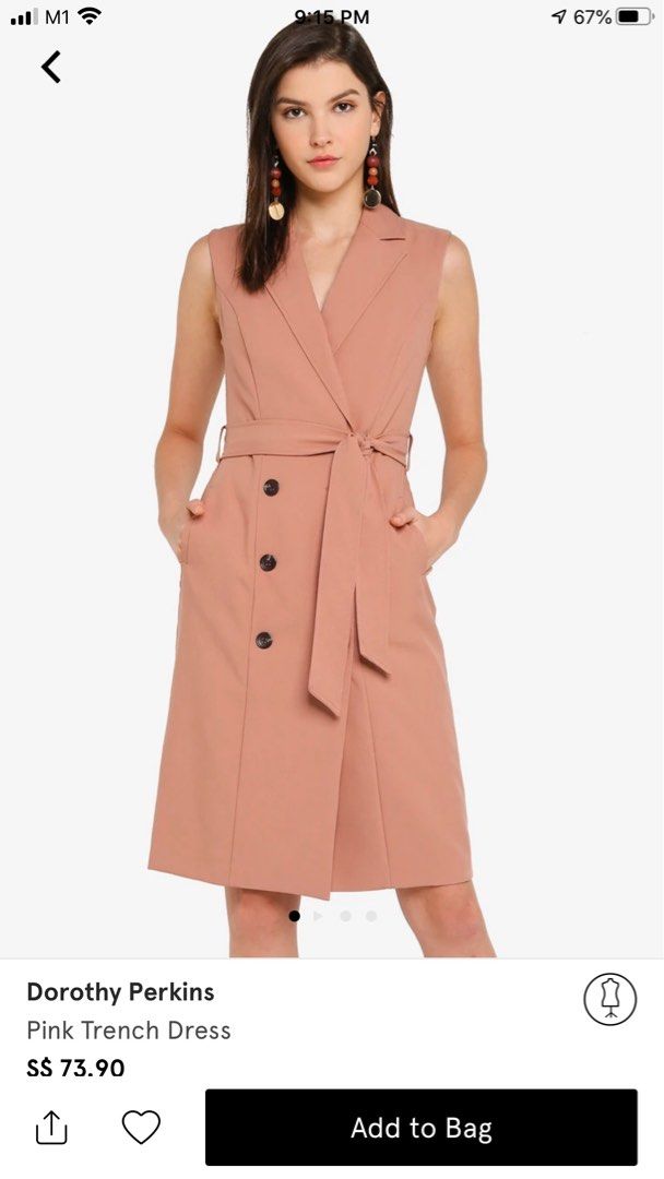 Dorathy Perkins Pink Trench Dress Women s Fashion Dresses Sets Dresses on Carousell