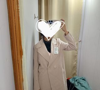 Double-breasted Pale Pink Trench Coat - Large