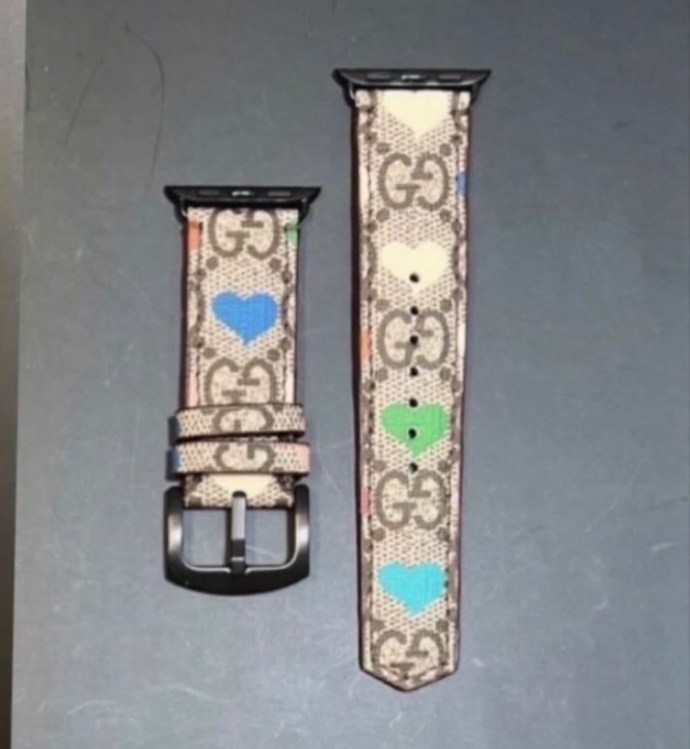EMCASE GUCCI RAINBOW HEARTS APPLE WATCH STRAP, Mobile Phones