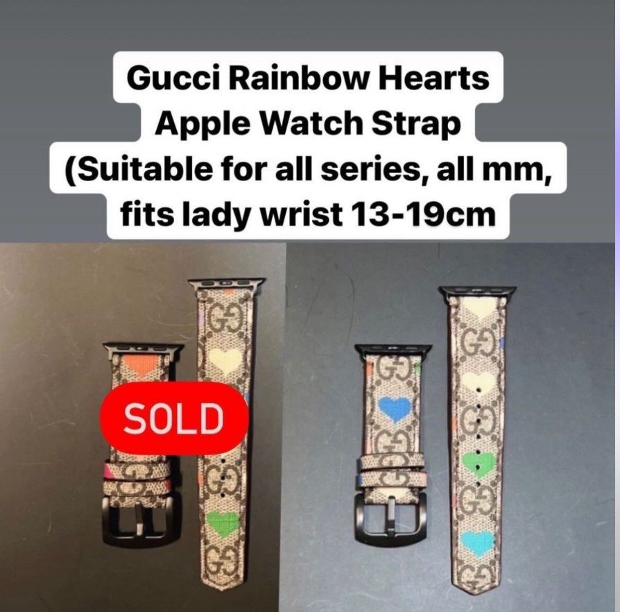 EMCASE GUCCI RAINBOW HEARTS APPLE WATCH STRAP, Mobile Phones