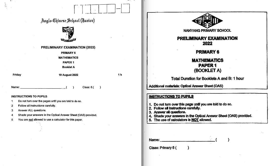 Free School Exam Papers Primary (P1-P6)/Secondary/Junior College for ...