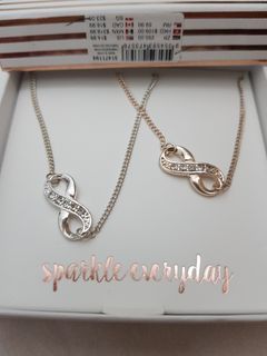 FROM ABROAD: Set of 2 Necklaces Silver and Pale Gold Infinity with studs  - A451 Necklace BFF BFFs