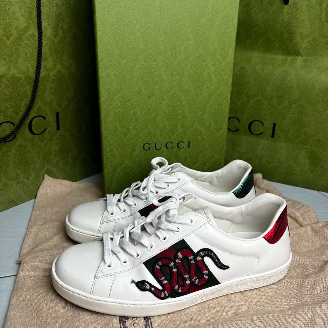 Gucci Ace Embroidered Snake Sneakers Men s Fashion Footwear Sneakers on Carousell