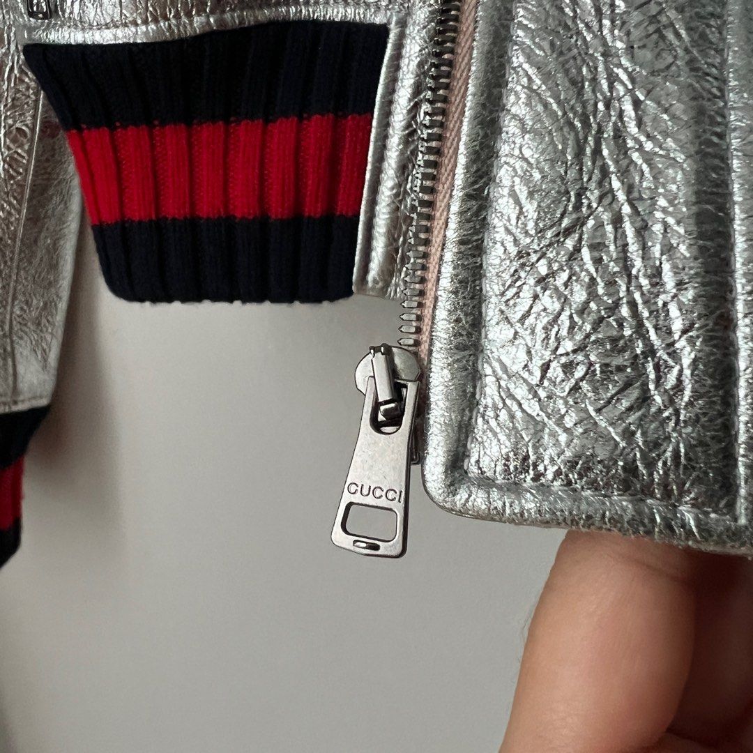 Gucci silver bomber jacket outlet