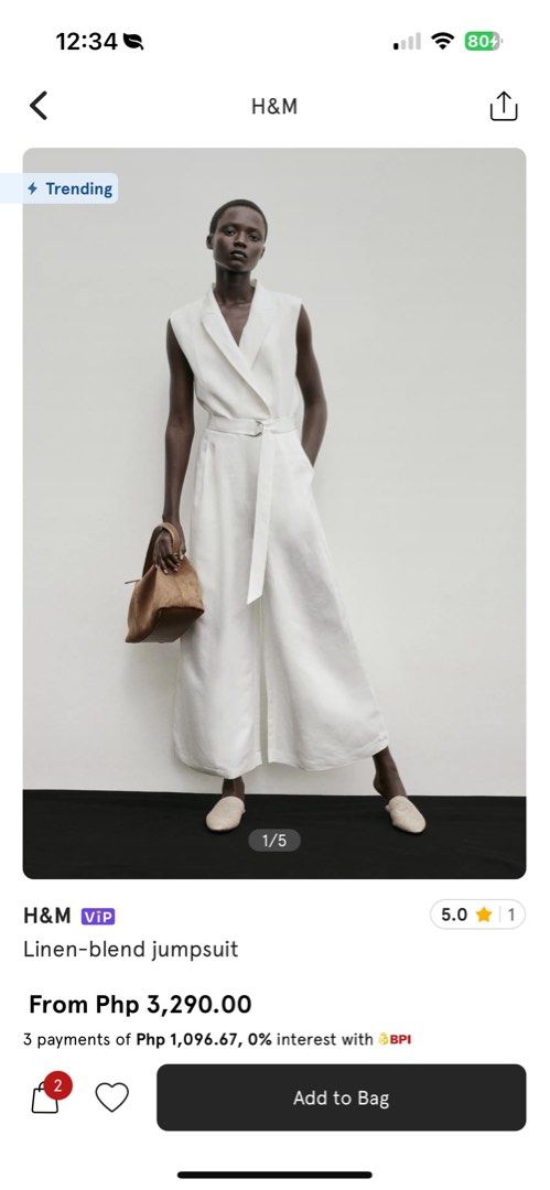 H and m white jumpsuit deals