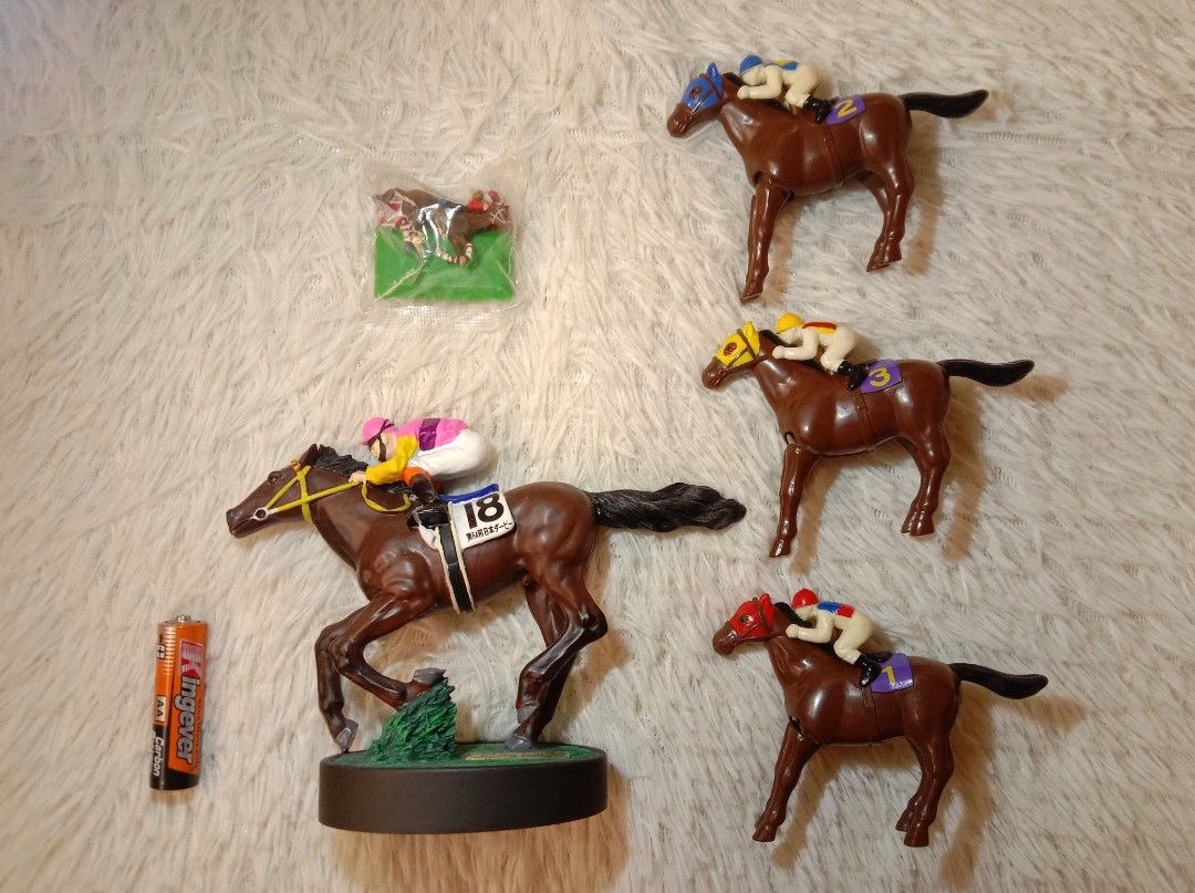Jockey & Horse Racing Figures Bundle (Category: Figurines & Statues) located in Quezon City. Submitted by emargpascual (Listing ID 1303028400, Image 1). Description: Jockey & Horse Racing Figures Bundle see pics for details May issue yung malaki. Glued horse tail. Di naman halata. For shipping lang sa lalamove.