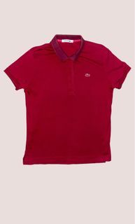 lacoste polo shirt womens  color: maroon legit/authentic  width: 17 length: 25 no issue as new condition  excellent condition  10/10 color rate