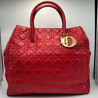 Lady Dior tote bag leather red cannage