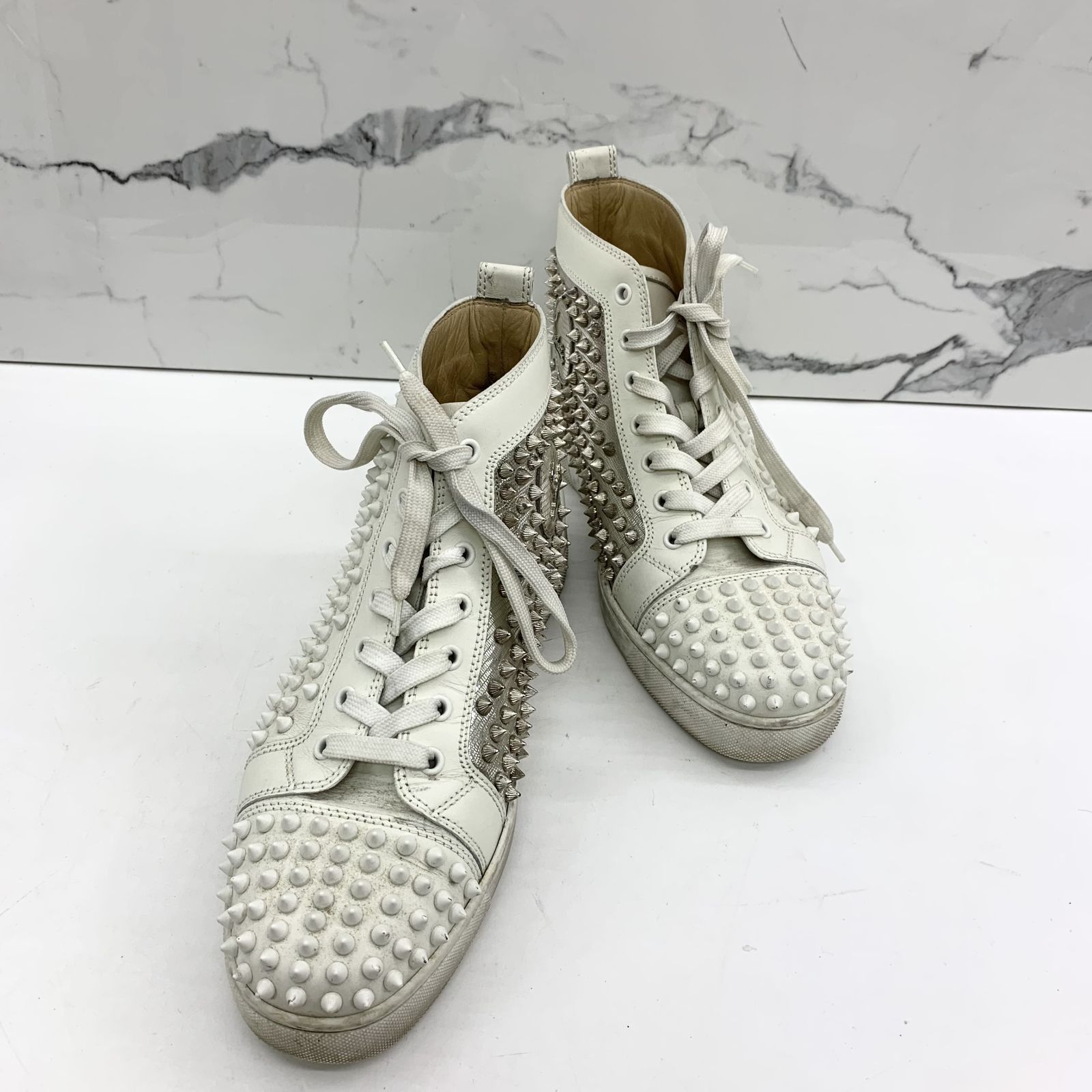 DISCOUNTED LOUBOUTIN WHITE RUBBER HIGHCUT STUDDED 41 SNEAKERS 247019889 GI