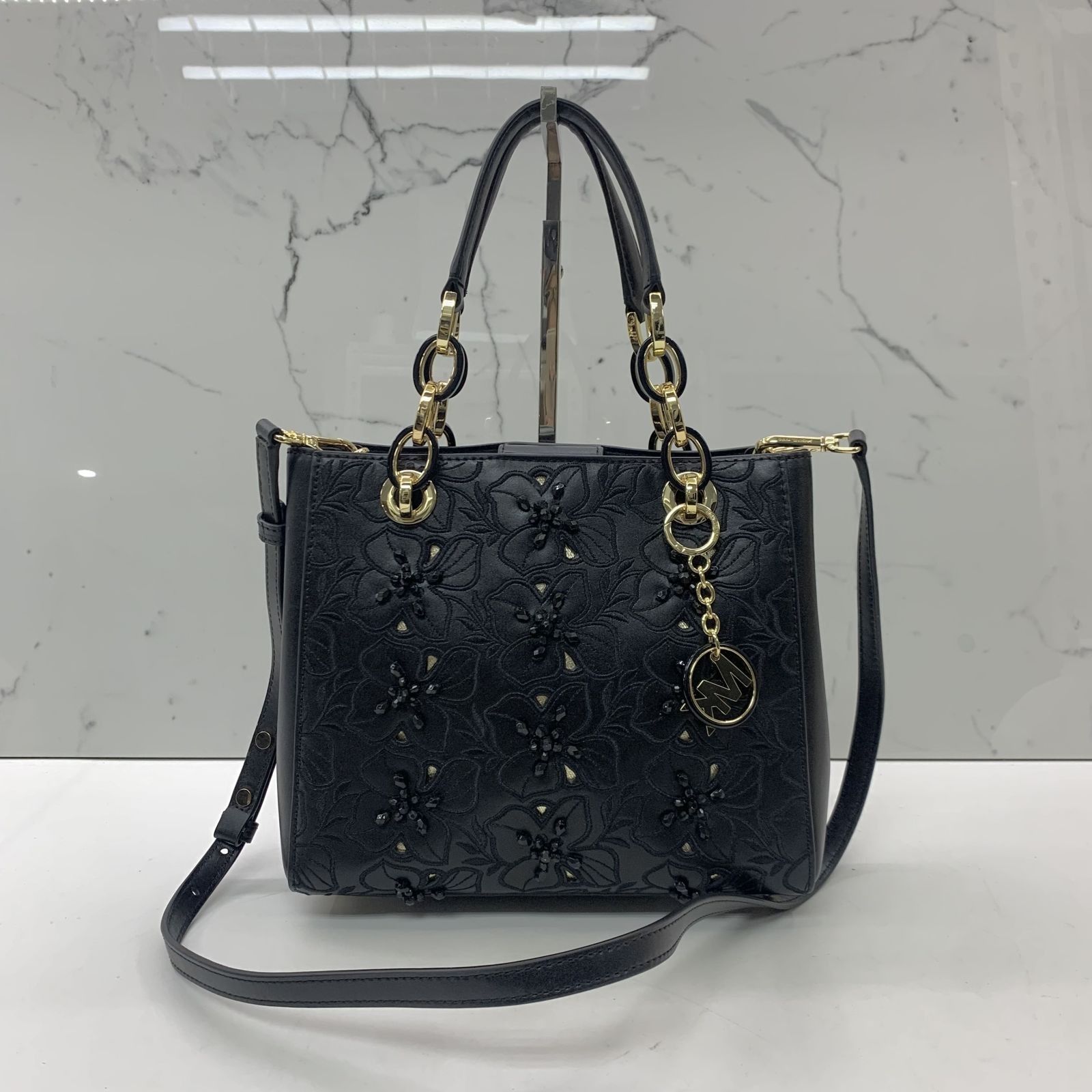MICHAEL KORS BLACK FLOWER CHARM 2 WAY SHOULDER BAG 247019506 GI Luxury Bags Wallets on Carousell
