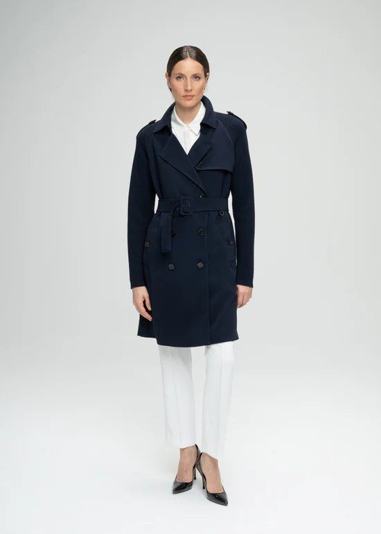 mid length navy blue mac jacket