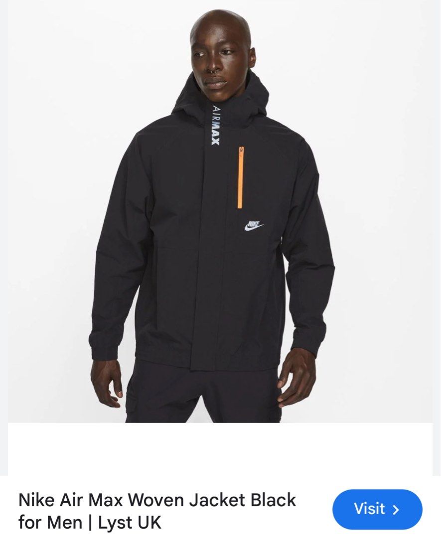 Nike Woven AIRMAX Black Jacket Men s Fashion Coats Jackets and Outerwear on Carousell